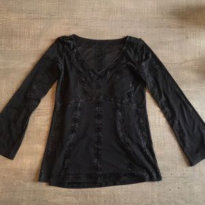 Black mesh tunic with black tank top liner